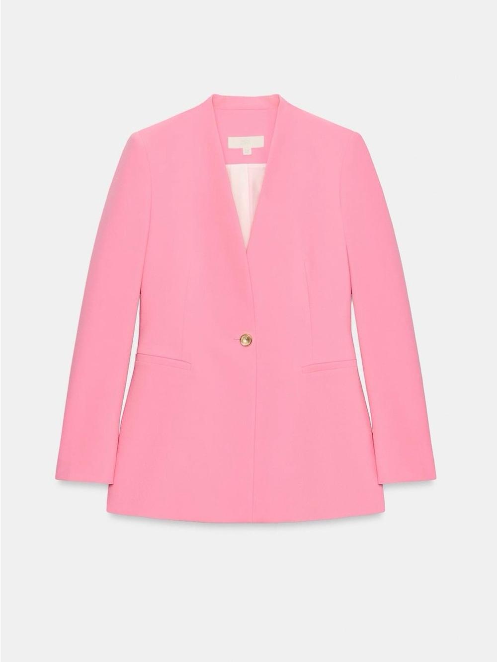 Zara Pink Single-Button V-Neck Blazer